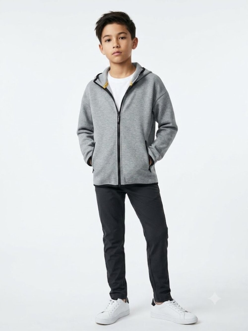 Champion Boys Victory Fleece Hoodie Jacket Gray Zip Up Activewear Large 10/12